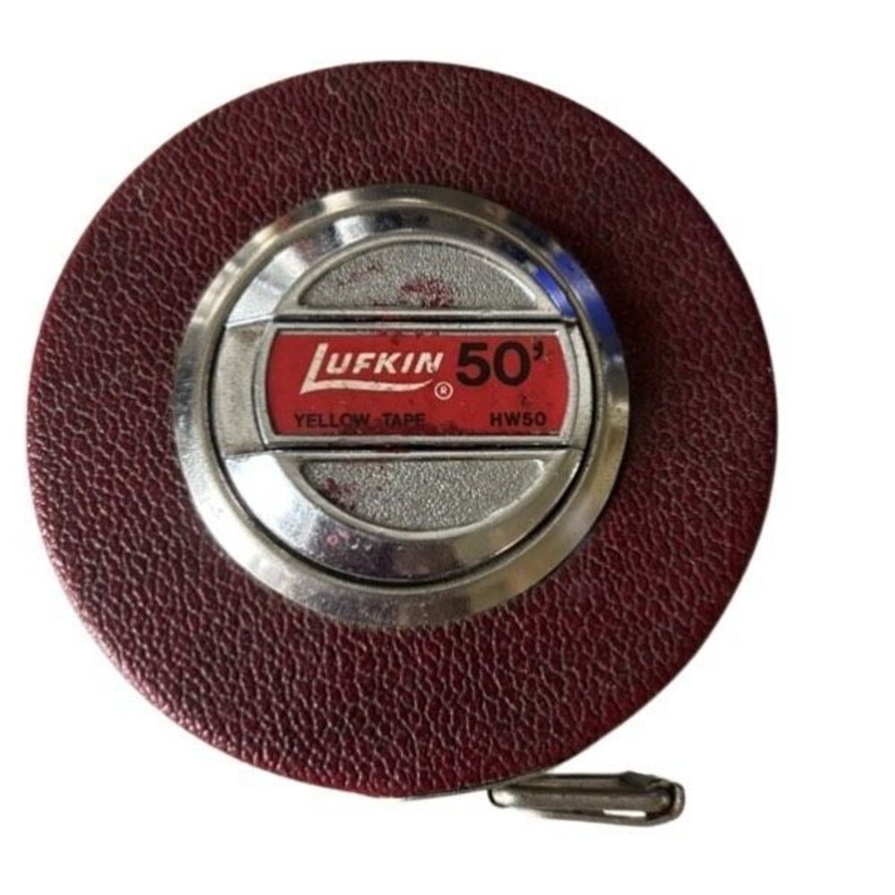Lufkin Vintage 50’ Yellow Clad Steel Real Tape Measure HW50
